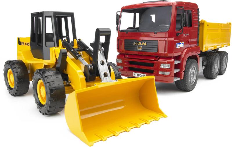Bruder 02752 Auto MAN TGA nákladní sklápěčka + čelní nakladač FR130 plast