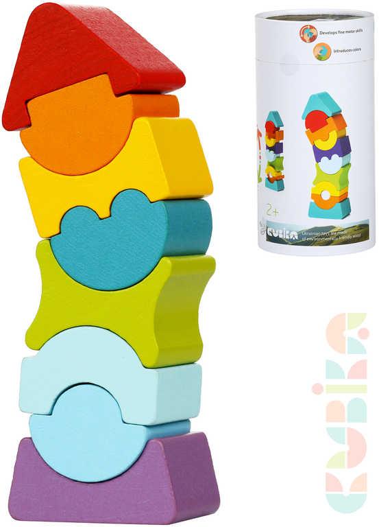 Cubika DŘEVO Baby stavebnice Věž balanční set 8 dílků kostky pro miminko
