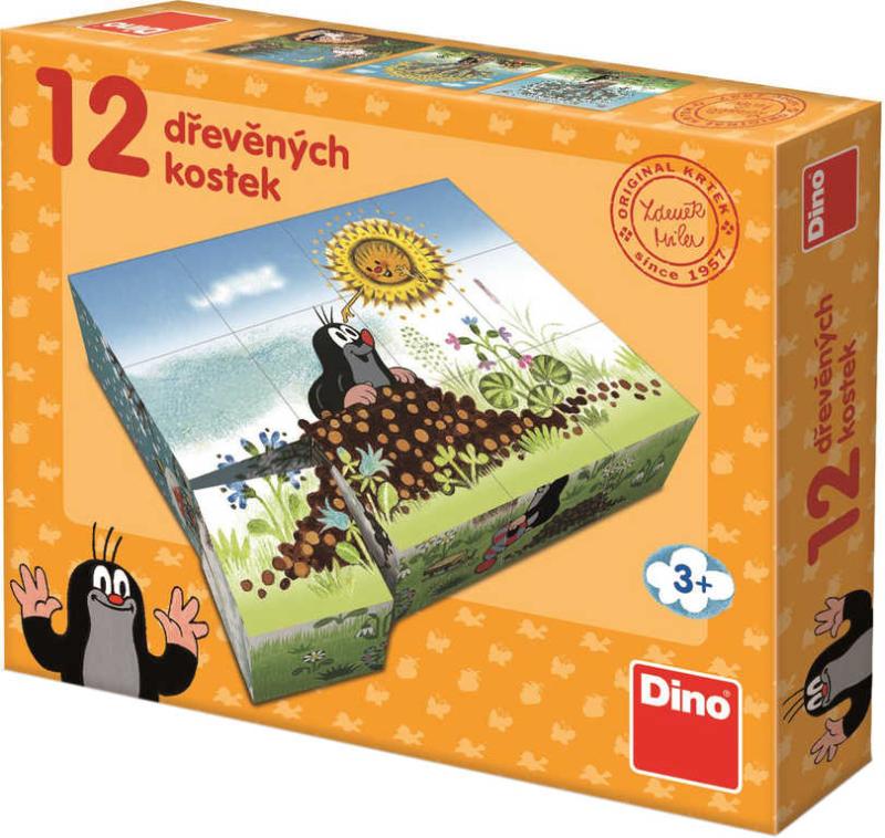 Dino DŘEVO Kostky (kubus) Krtkův rok (Krteček) 12ks (dřevěná hračka)