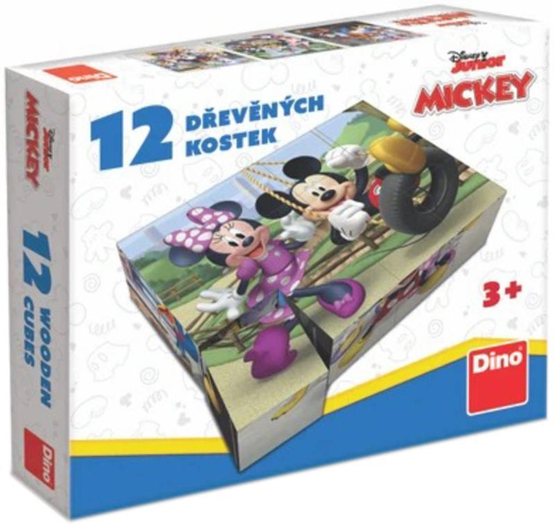 Dino DŘEVO Kubus Mickey Mouse obrázkové kostky 12ks (dřevěná hračka)