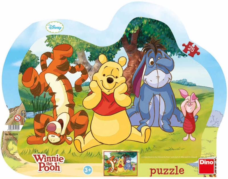 Dino Puzzle obrysové deskové 25 dílků Schovávaná s Medvídkem Pú 30x23cm