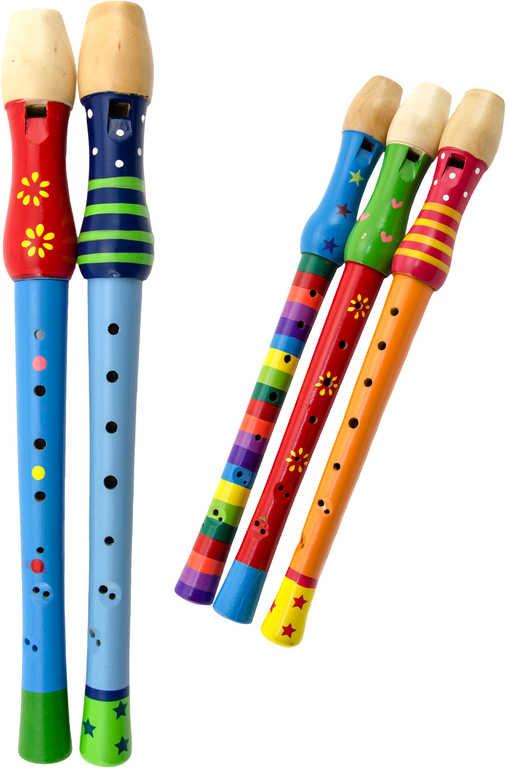 DŘEVO Flétna dětská malovaná 32cm různé druhy (hudební nástroje)