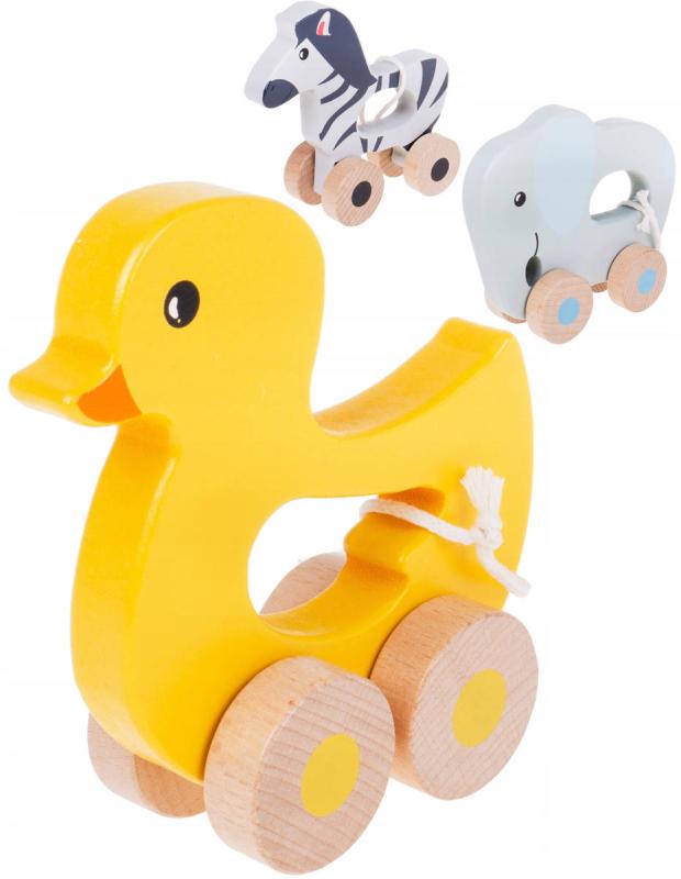 DŘEVO Zvířátko baby na kolečkách 3 druhy (dřevěná hračka)
