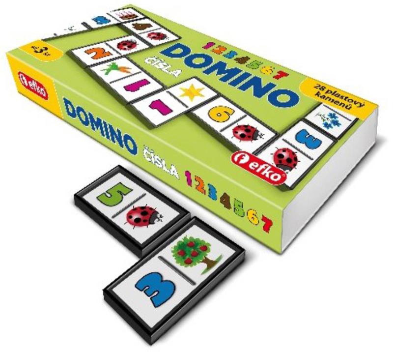 Efko Hra Domino číslice obrázky a čísla 28 dílků pro malé děti v krabičce