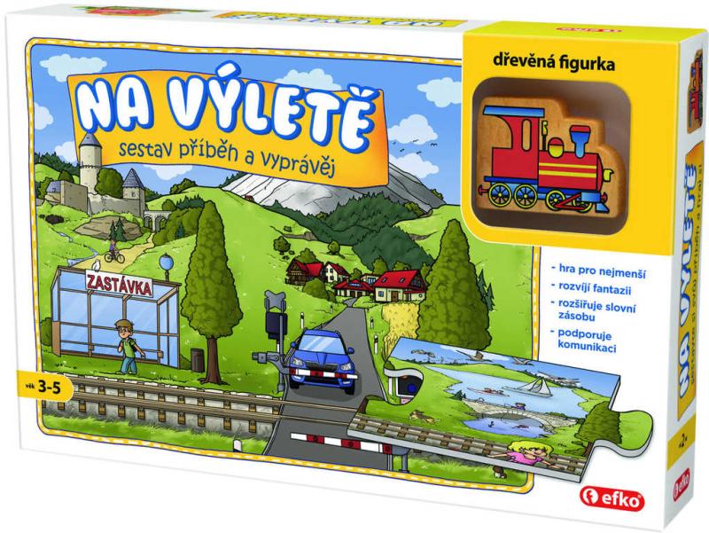 Efko HRA Na výletě puzzle s příběhem skládačka s dřevěnou figurkou