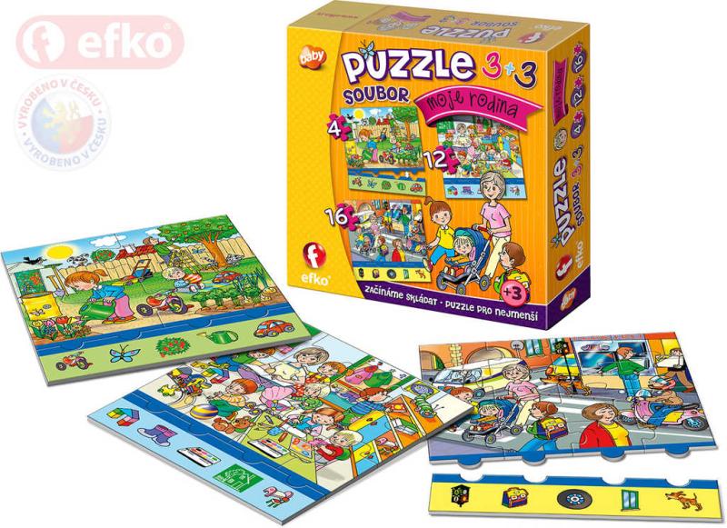 Efko Puzzle baby Moje rodina skládačka 3v1 set 32 dílků 15x15cm v krabici