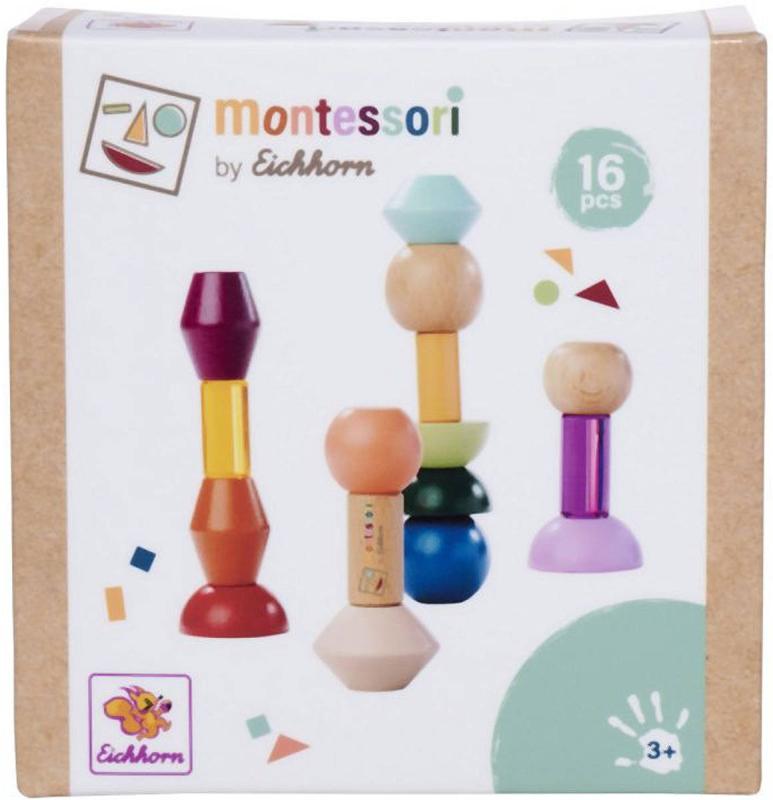 Eichhorn DŘEVO Montessori stohovací bloky stavebnice 16 dílků