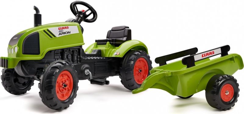 Falk Šlapací traktor 2041C Claas Arion s vlečkou a otevírací kapotou