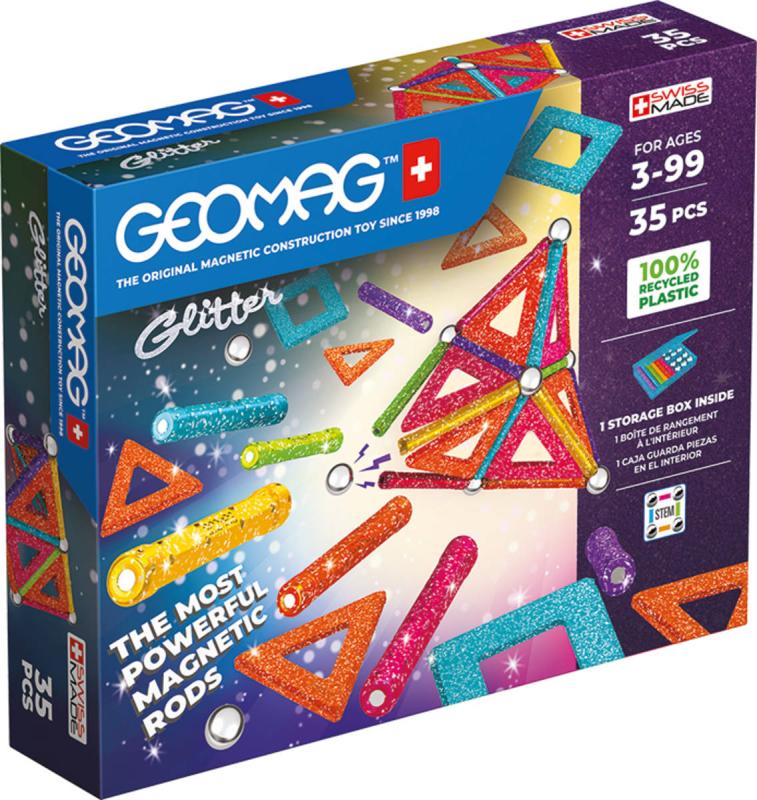 GEOMAG Glitter 35 dílků třpytivá Eko magnetická (stavebnice)