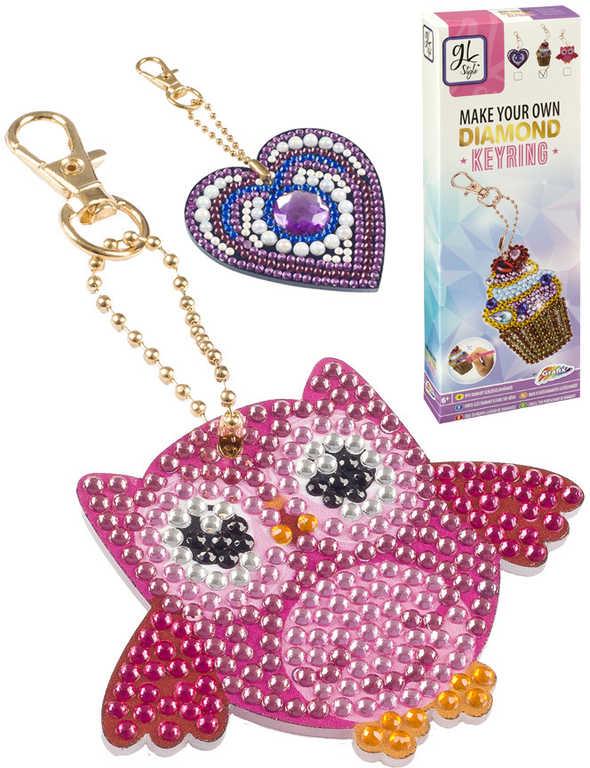 GRAFIX Diamantové malování Výroba dětské klíčenky kreativní set 3 druhy