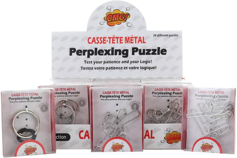 Hlavolam kovový 8-10cm puzzle skládačka 24 druhů v krabičce