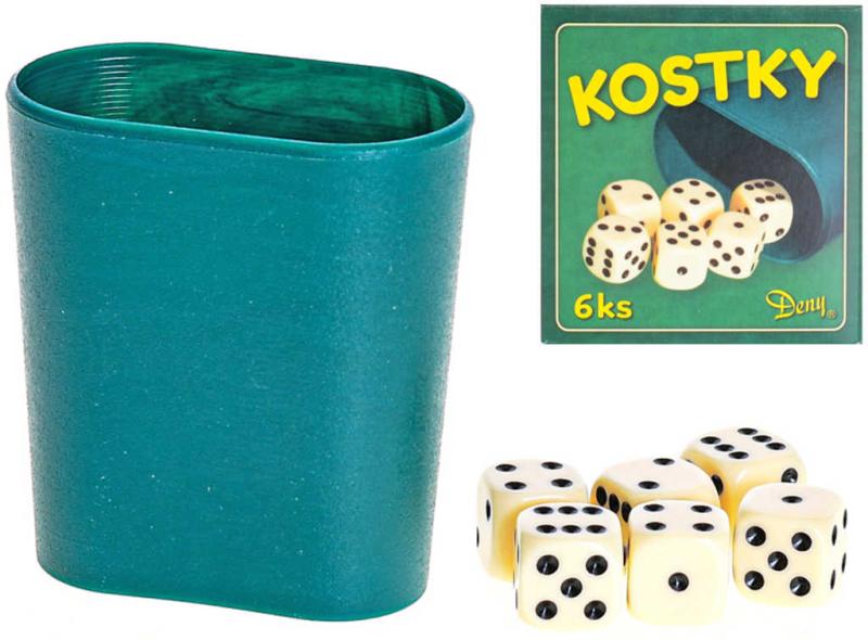 Hra Kostky hrací set 6ks s kelímkem plast v krabici