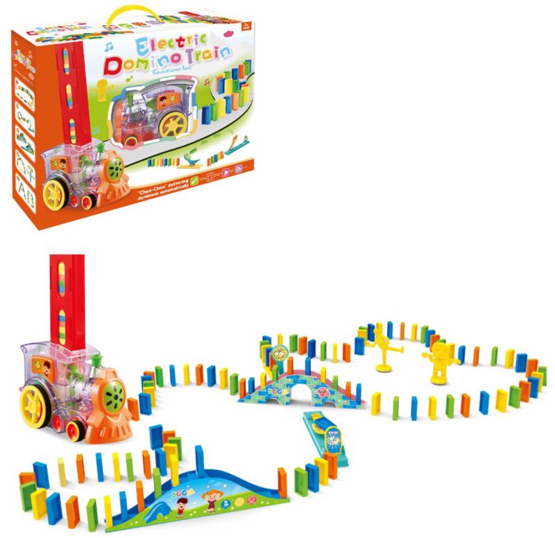 Hra Stavěcí domino set s narážecí mašinkou na baterie Světlo Zvuk plast