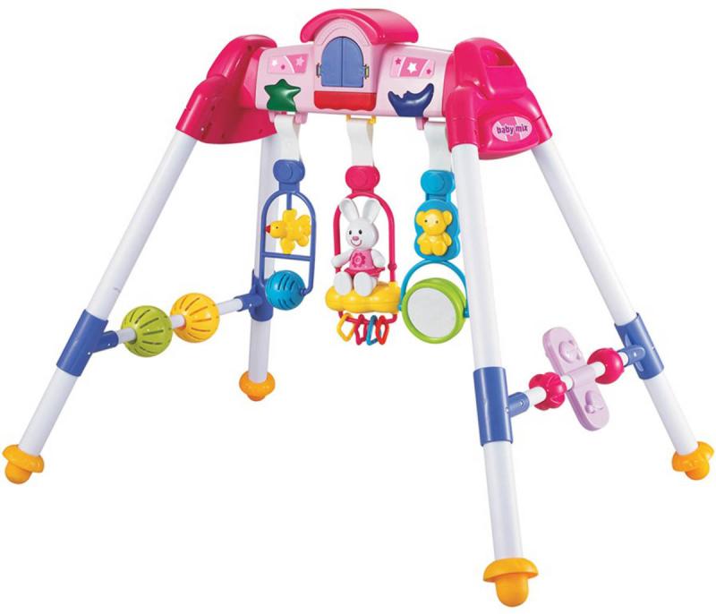 Hrazdička hrající baby De Luxe růžová na baterie Světlo Zvuk pro miminko