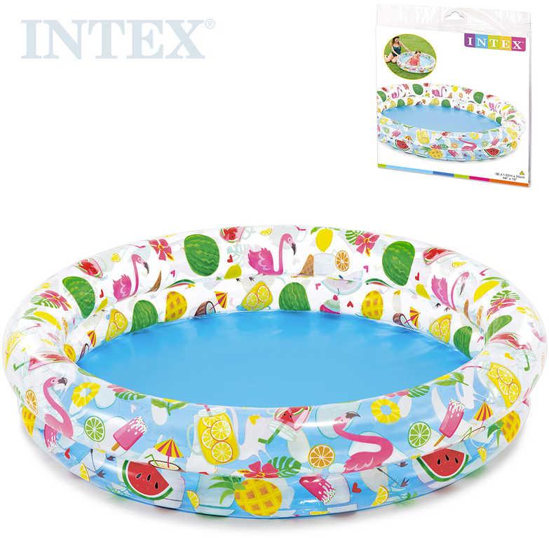 Intex Bazén dětský nafukovací kulatý průhledný 122x25cm potisk léto 59421