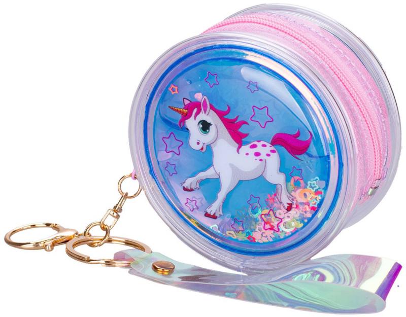 Kabelka unicorn mini kulatá holografická s jednorožcem přívěsek na klíče