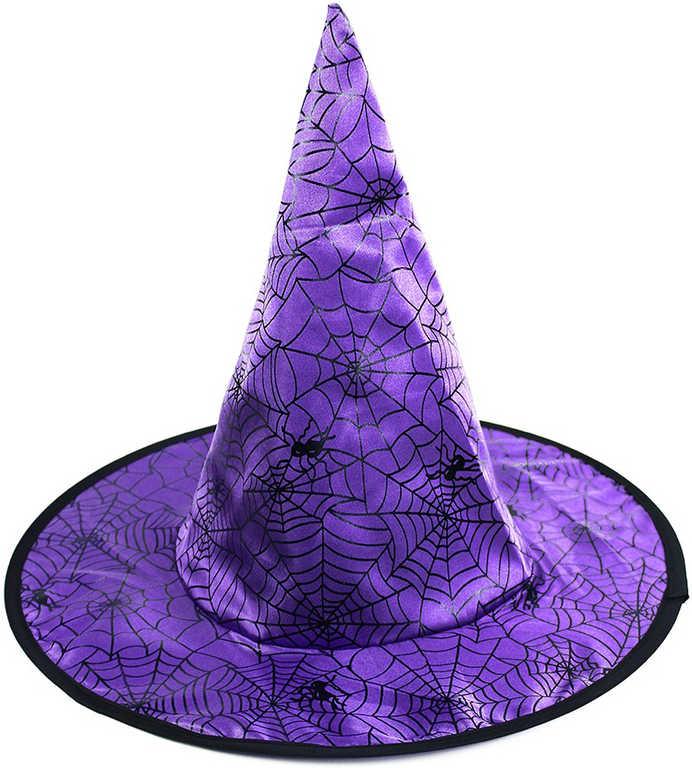 KARNEVAL Klobouk čaroděj fialový pavučina dětský (karnevalový doplněk)