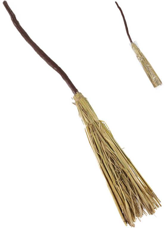 KARNEVAL Koště čarodějnické 100cm plast/sláma (karnevalový doplněk)