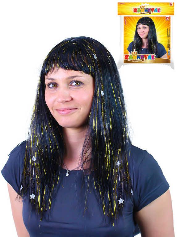 KARNEVAL Paruka s hvězdami zlatá dospělá (karnevalový doplněk)