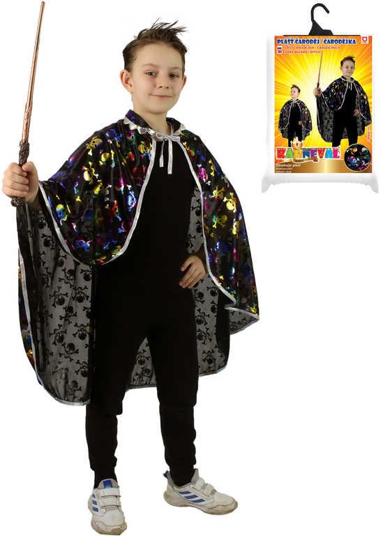 KARNEVAL Plášť čerodějnický černý lebky halloween KOSTÝM