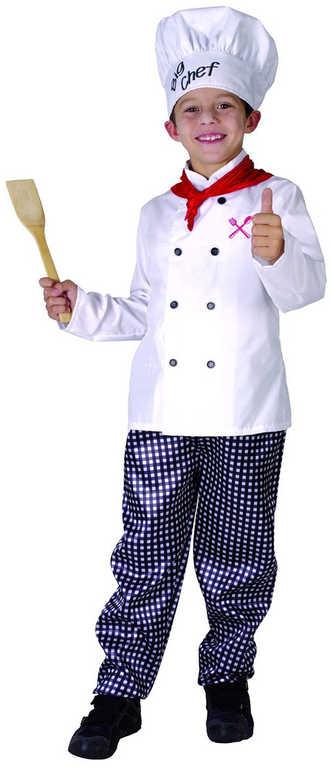 KARNEVAL Šaty kuchař vel.S (110-120 cm) 4-6 let KOSTÝM