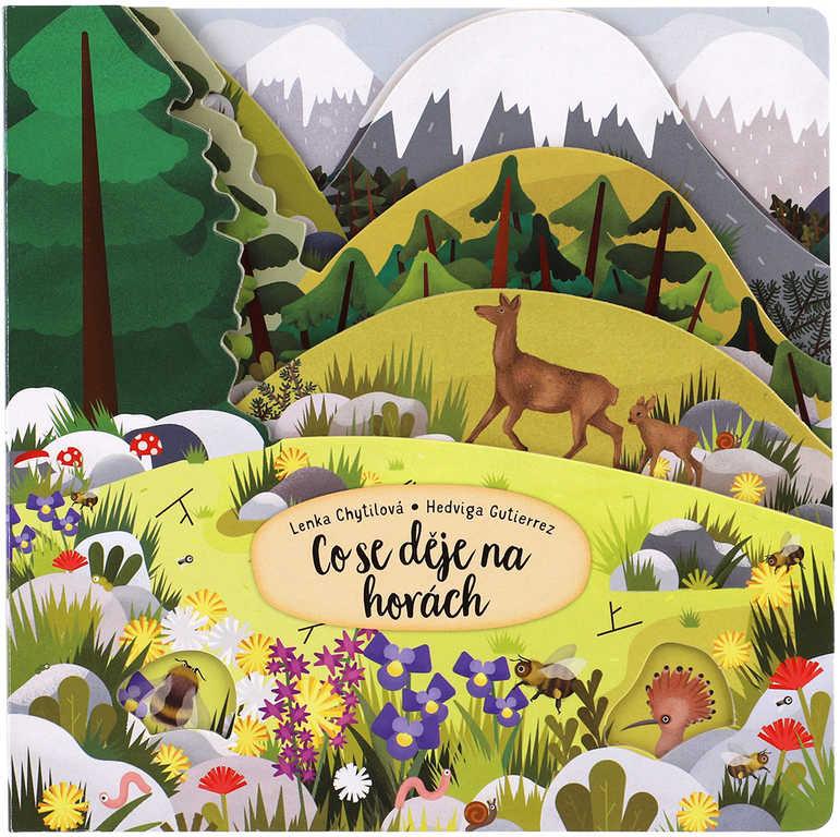 Knížka dětské leporelo Co se děje na horách 23x23cm CZ text