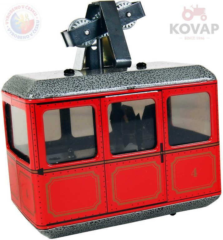 Kovap Lanovka plechová červená na natažení na klíček Kov 0621