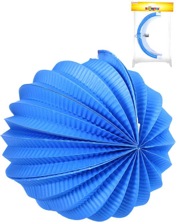 Lampion koule modrý papírový 20cm na svíčku v sáčku