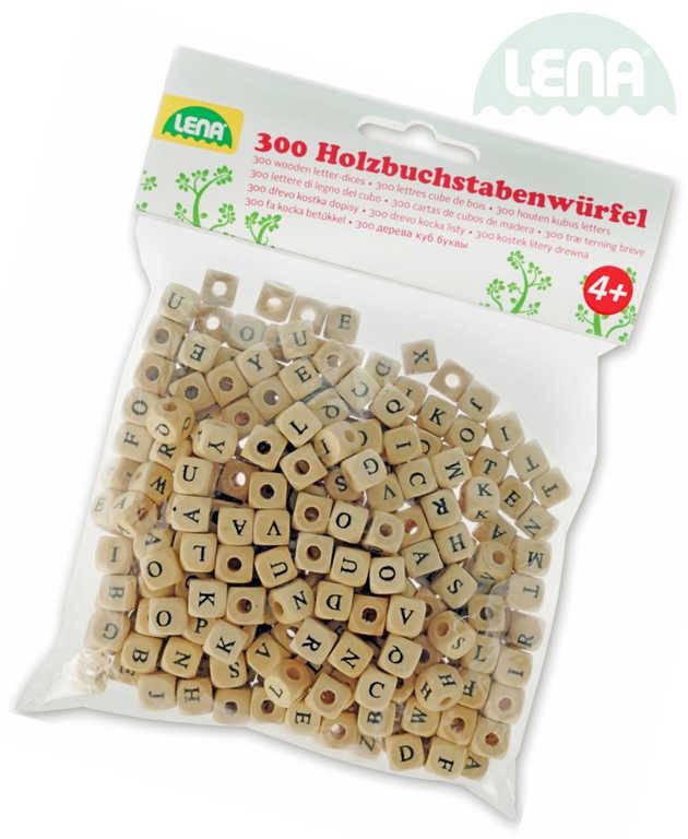 Lena DŘEVO Písmenka korálky 10mm set 300ks v sáčku (dřevěná hračka)