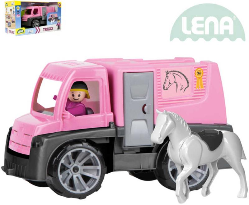 Lena Truxx Auto růžové přeprava koní set se 2 figurkami v krabici