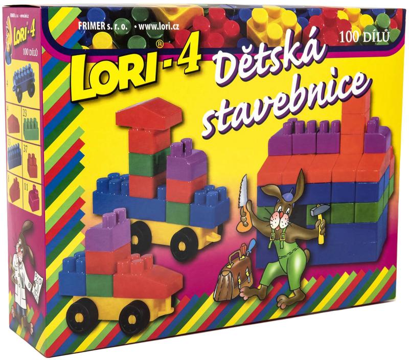 Lori 004 Stavebnice polytechnická 100 dílků plast v krabici 4