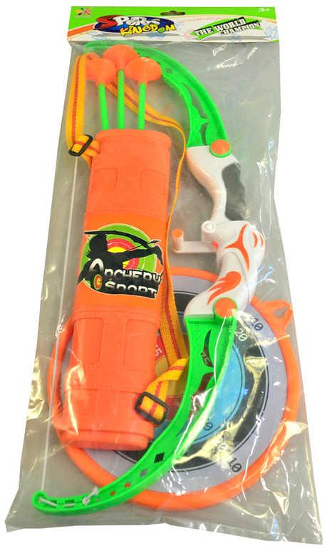 Luk dětský 54cm + 3 soft šípy s přísavkami a terčem plast v sáčku