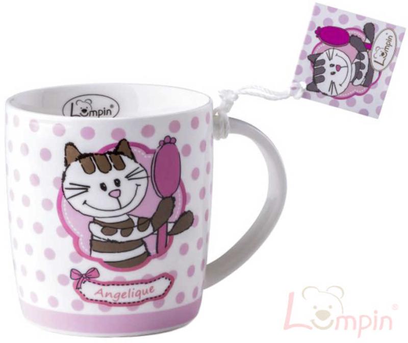 Lumpin Hrníček dětský Kočka Angelika 9cm s obrázkem keramický
