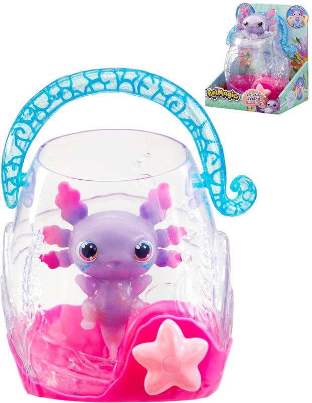 Mac Toys ANIMAGIC Axolotl strečový svítící v akváriu na baterie Světlo