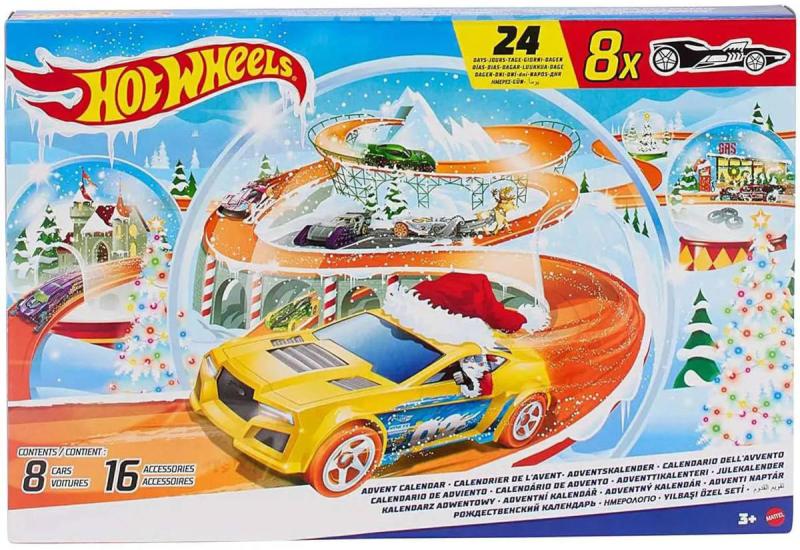 Mattel HOT WHEELS Adventní kalendář s autíčky a doplňky 24 okének