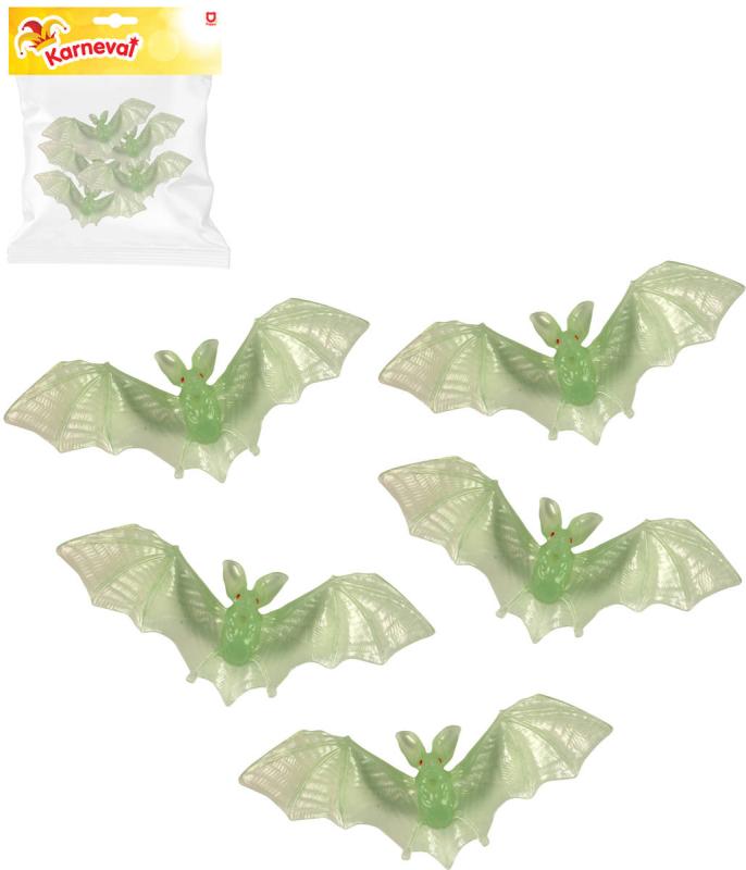 Netopýr 13cm zvířátko svítící ve tmě set 5ks Halloween dekorace