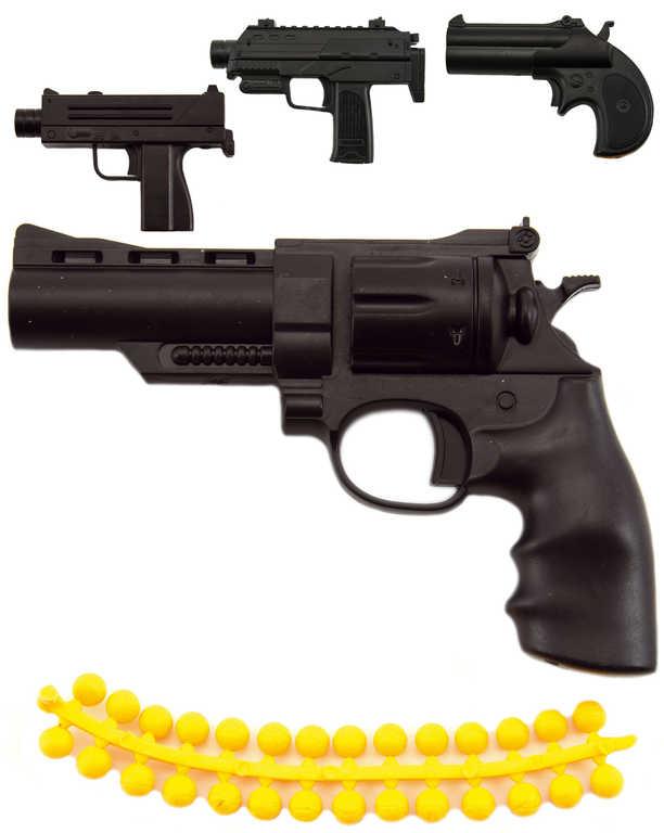 Pistole dětská 11cm na měkké kuličky set se soft náboji v krabici 4 druhy