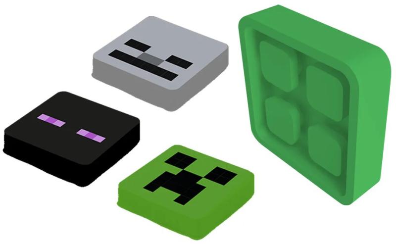 PIXIE CREW MINECRAFT Odznáček reflexní + 3 multipixely silikon