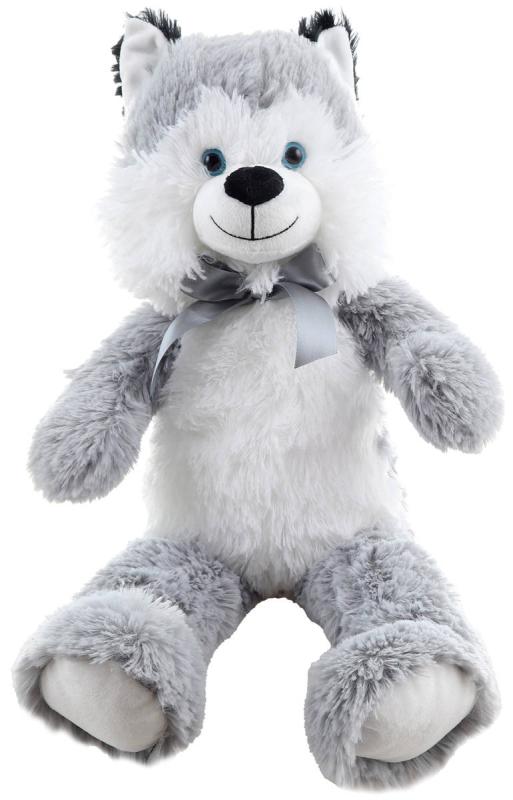 PLYŠ Pes Husky 55cm s mašlí (plyšová hračka)