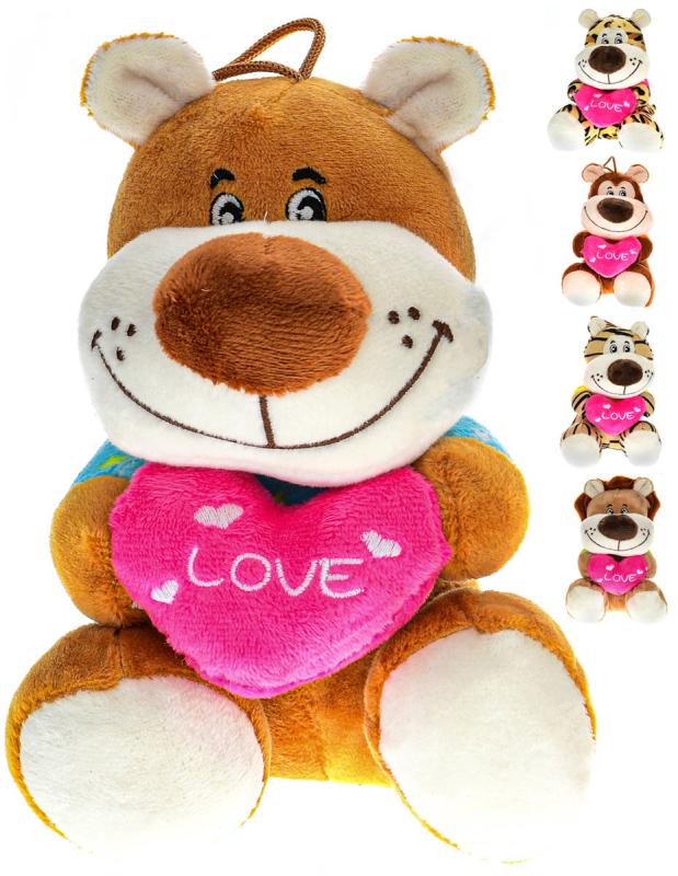 PLYŠ Zvířátko safari se srdíčkem Love 15cm 5 druhů (plyšová hračka)