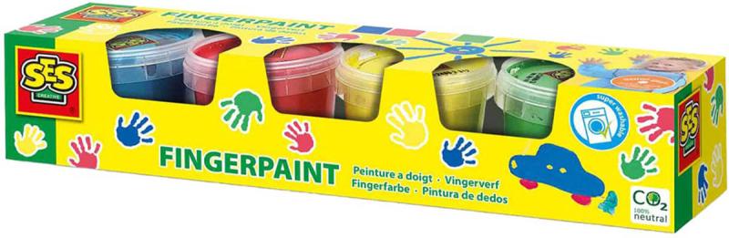 SES Creative Barvy základní prstové baby set 4x 110ml v kelímku