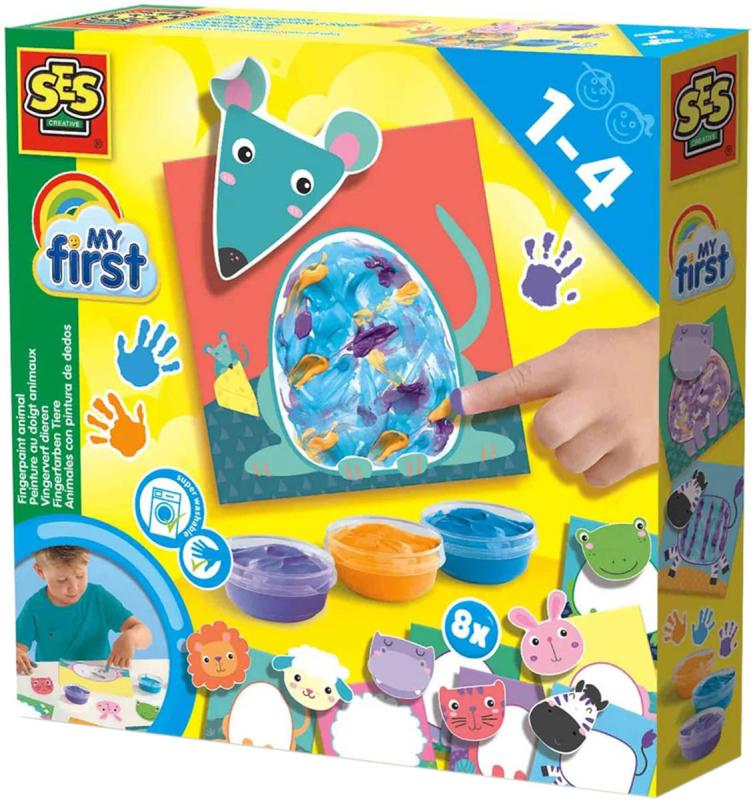 SES Creative Prstové barvy baby kreativní set dobarvování zvířátek