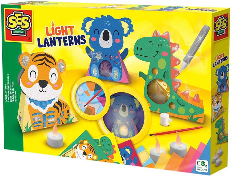 SES Creative Výroba svítících luceren zvířátka set na baterie LED Světlo