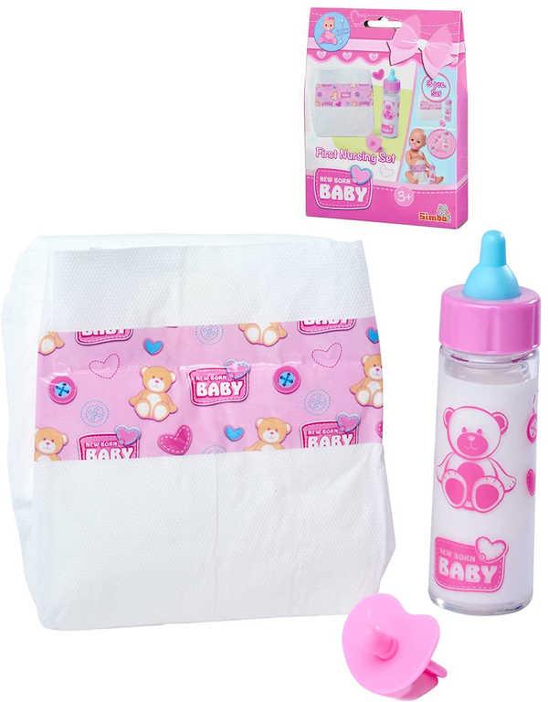 Simba New Born Baby set pro panenku miminko dudlík lahvička plínka (plenka)