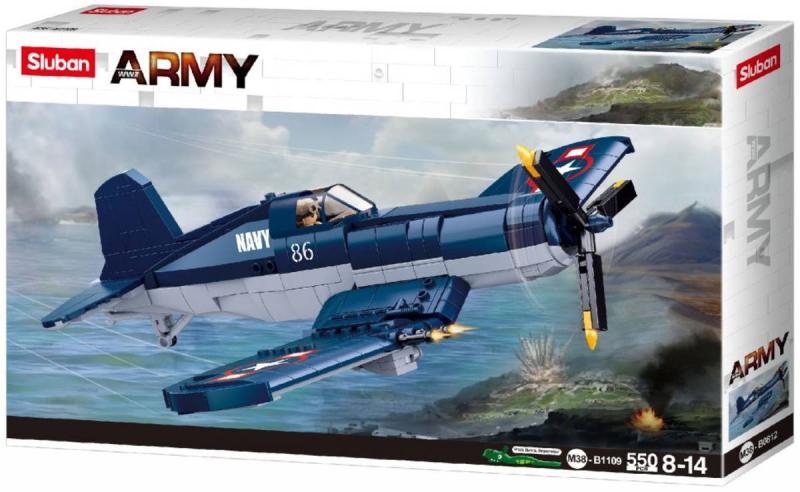 SLUBAN ARMY WWII Americký stíhací letoun F4U 550 dílků + 1 figurka (stavebnice)