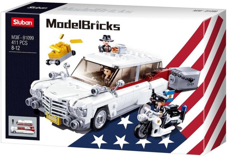 Sluban Model Bricks Auto americký vůz pro lupiče 411 dílků + 3 figurky (stavebnice)