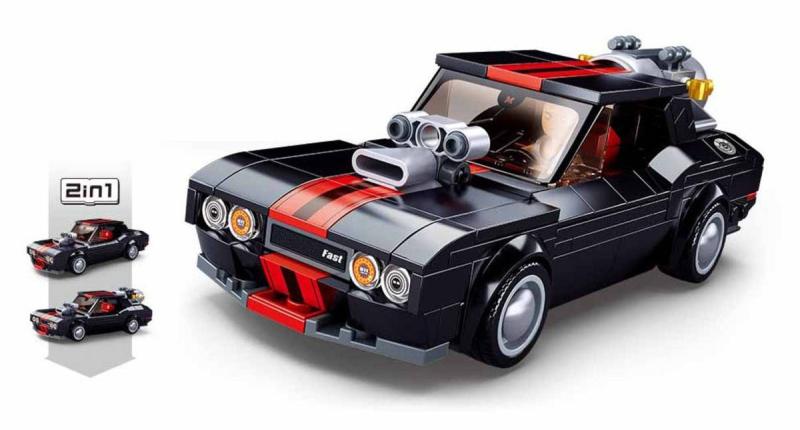 Sluban Model Bricks Pouliční závodní auto 328 dílků + 1 figurka 2v1 (stavebnice)