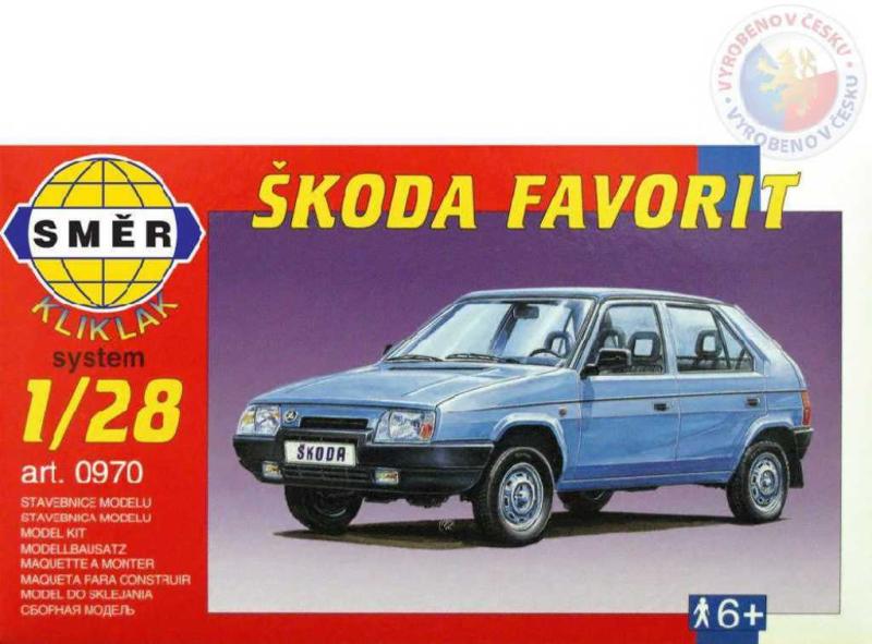 Směr SMĚR Model auto Škoda Favorit klik 1:28 (stavebnice auta)