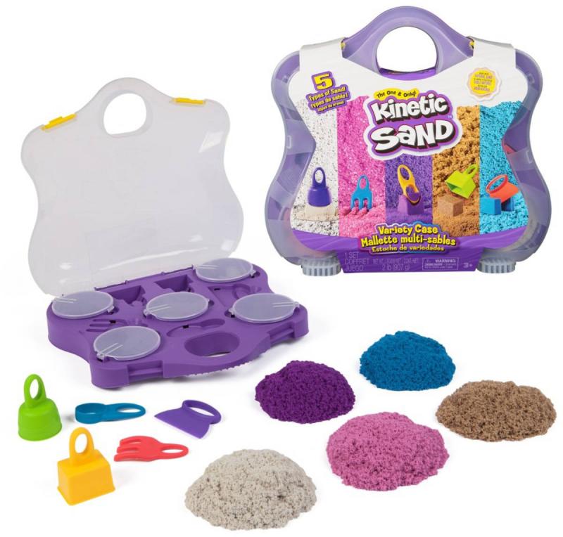 Spin Master Kinetic Sand Variety Case kinetický písek s nástroji v kufříku