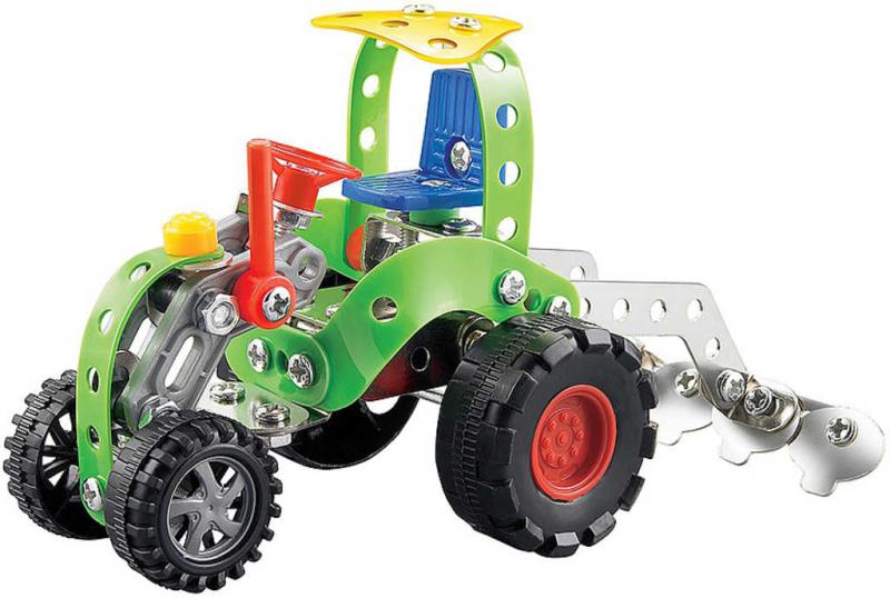 Stavebnice šroubovací kovová traktor 122 dílků s nástroji v krabici